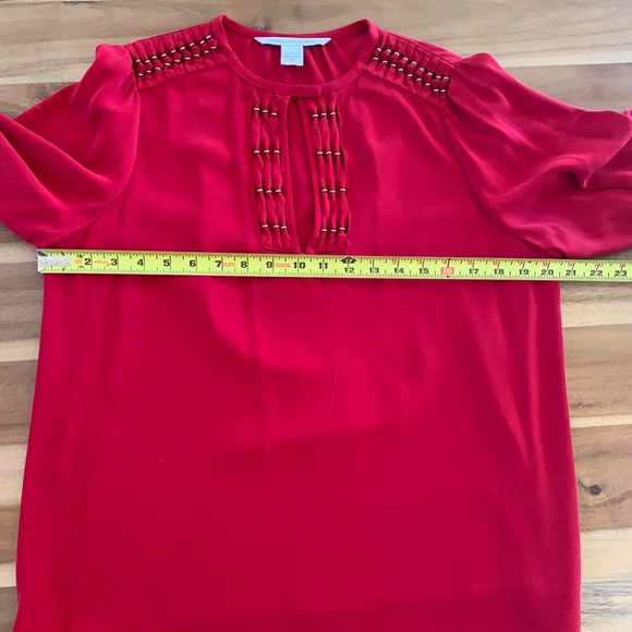 Diane Von Furstenburg Florina  red silk top - Picture 7 of 7